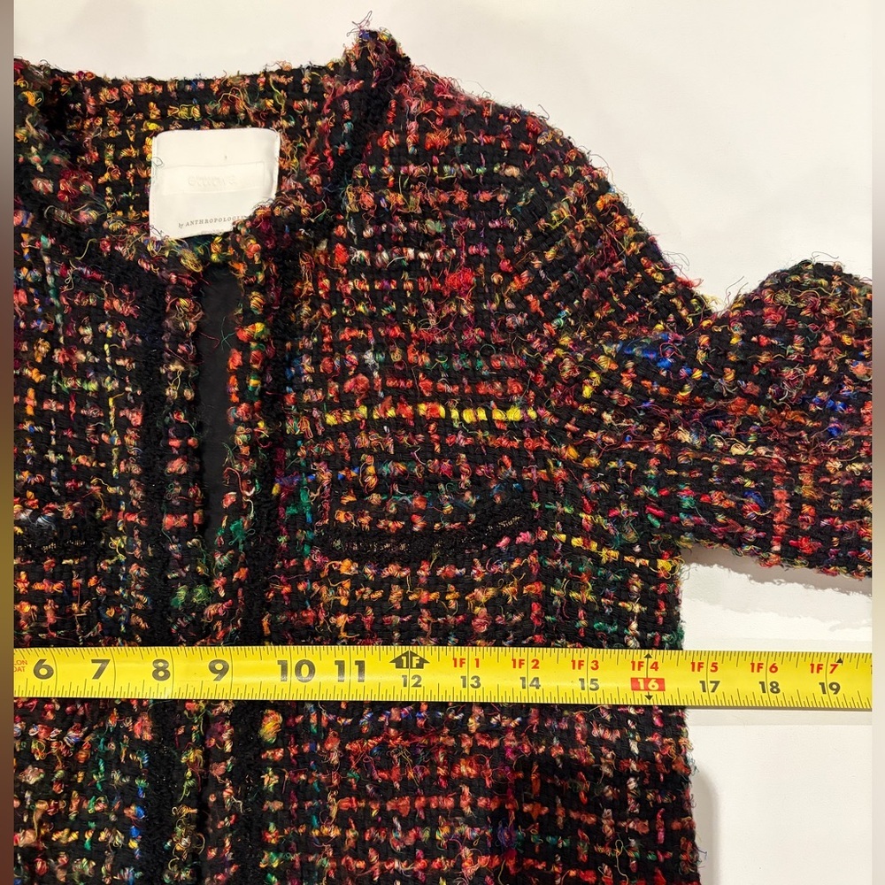 Anthropologie Ett:Twa Tweed Berwyn Rainbow Coat Handmade Frayed Jacket size XS - Picture 8 of 14